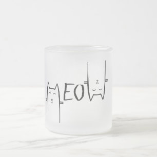 Taza De Cristal Esmerilado diseño único amante del gato miau