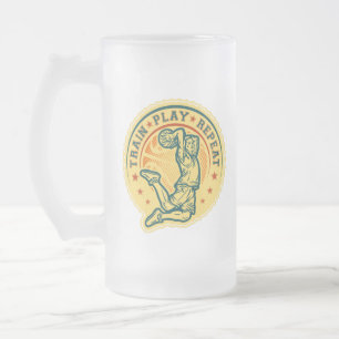 Taza De Cristal Esmerilado Diseño Vintage de Mate de Baloncesto