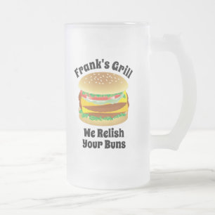 Taza De Cristal Esmerilado Disfrutamos Tus Bollos Hamburguesa Personalizada D