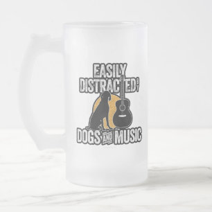 Taza De Cristal Esmerilado Distrado fácilmente por perros y música