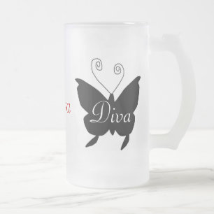 Taza De Cristal Esmerilado Diva Butterfly Mug