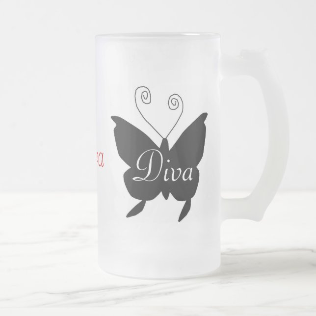 Taza De Cristal Esmerilado Diva Butterfly Mug (Derecha)