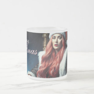 Taza De Cristal Esmerilado Diva de cuero y piel – Feliz Navidad
