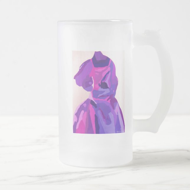 Taza De Cristal Esmerilado Diva Fashionista En Azul (Derecha)