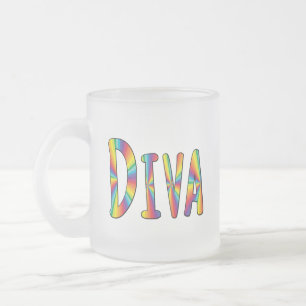 Taza De Cristal Esmerilado DIVA Gay Pride Bandera Arcoiris Fabulous LGBTQ