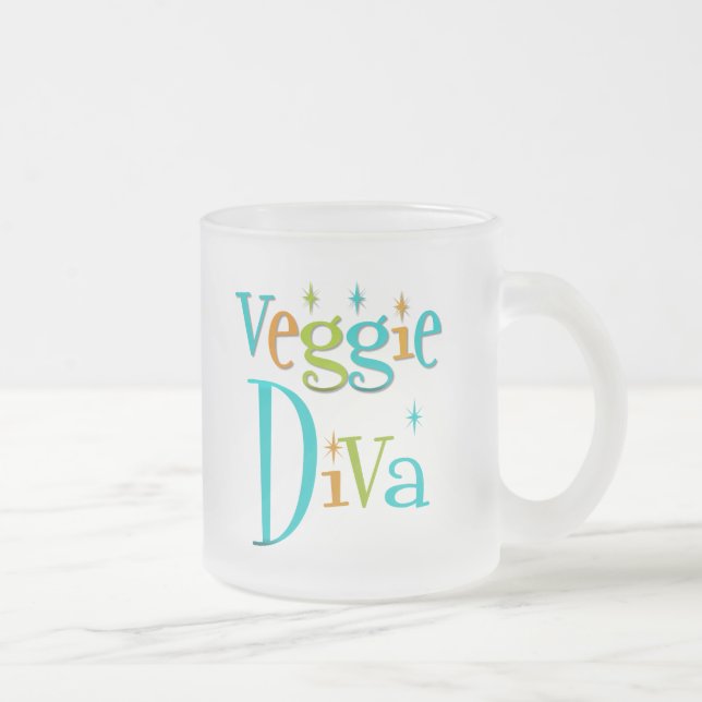 Taza De Cristal Esmerilado Diva retra del Veggie (Derecha)