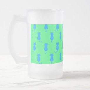 Taza De Cristal Esmerilado Diversión Felina Para Siempre Gatos Azules Caprich