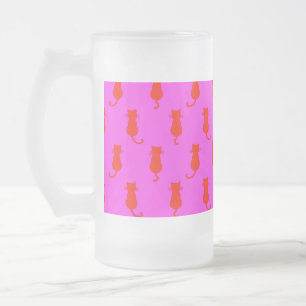 Taza De Cristal Esmerilado Diversión Felina Para Siempre Gatos Rojos Capricho