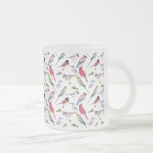 Taza De Cristal Esmerilado Diversos pájaros en acuarela - adorables pájaros