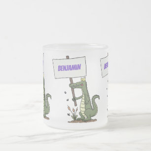 Taza De Cristal Esmerilado Divertido cocodrilo alineador con personalizado de