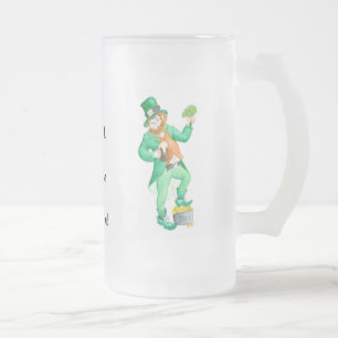 Taza De Cristal Esmerilado Divertido Leprechaun "Suerte de los Irlandeses"