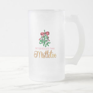 Taza De Cristal Esmerilado Divertido, muérdago con oro
