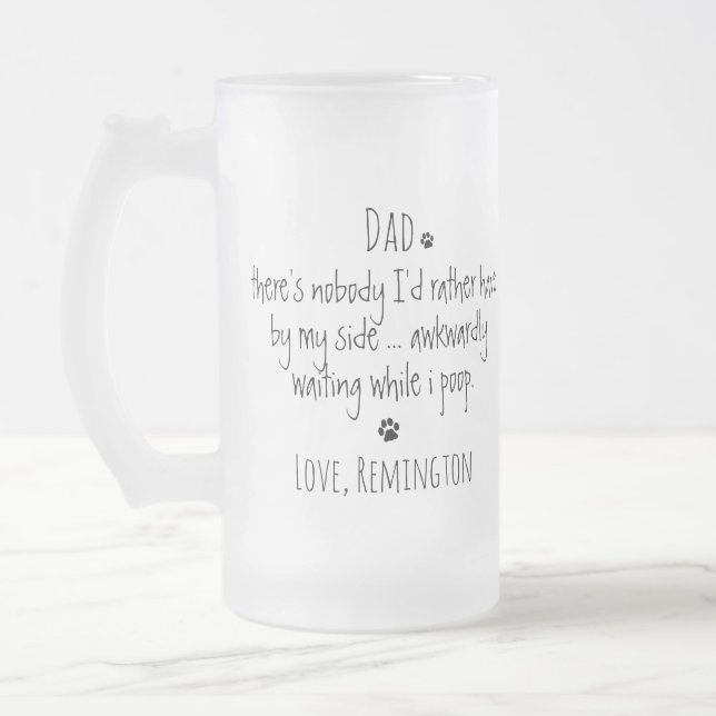 Taza De Cristal Esmerilado Divertido perro papá (Izquierda)