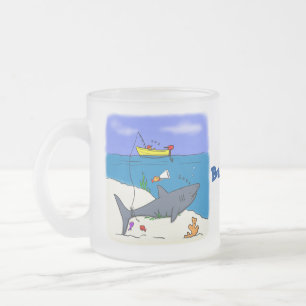 Taza De Cristal Esmerilado Divertido tiburón durmiente y personalizado de pes