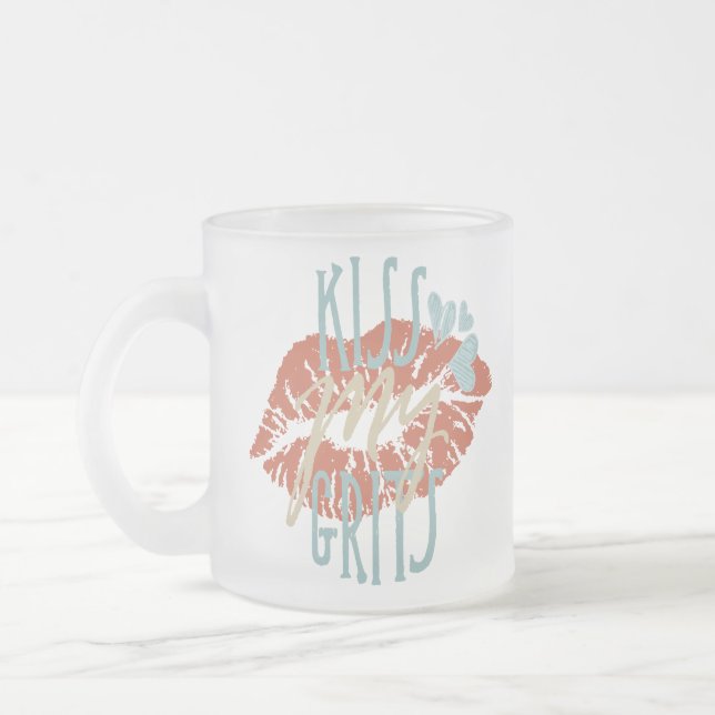 Taza De Cristal Esmerilado Divertidos cantos sureños besan mi tipografía (Izquierda)