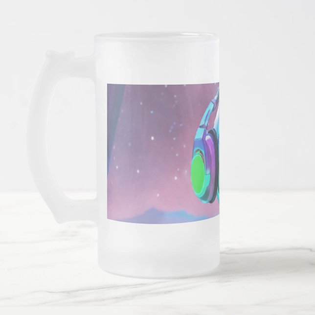 Taza De Cristal Esmerilado DJ Robot Mug - Diseño Futurista de la Consola de M (Izquierda)