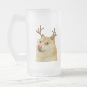 Taza De Cristal Esmerilado Doge Dogright Doggo Dog Navidades Meme Card red