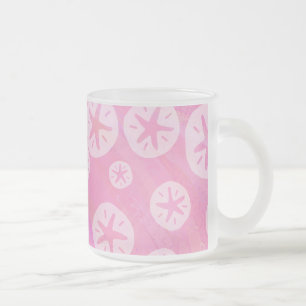 Taza De Cristal Esmerilado Dolar de arena blanco y rosa