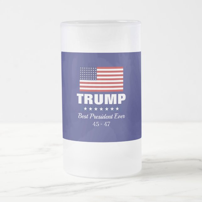 TAZA DE CRISTAL ESMERILADO DONALD TRUMP BEST PRESIDENT EVER  (Centro)