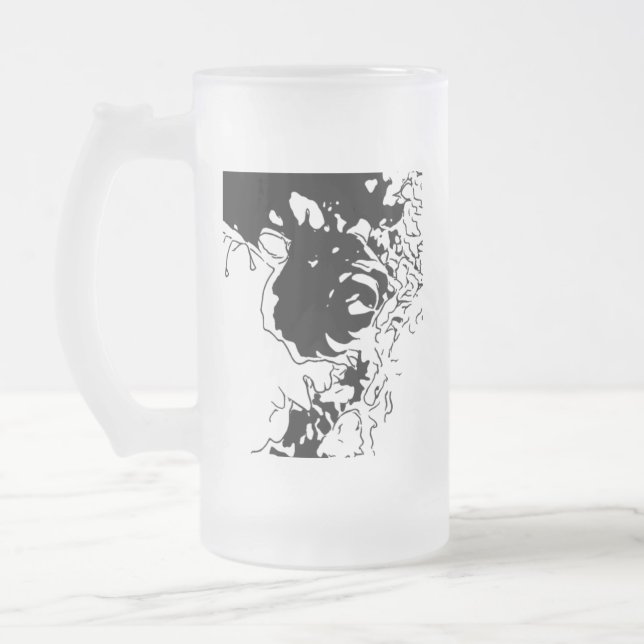 Taza De Cristal Esmerilado Doodle de Flor (Izquierda)