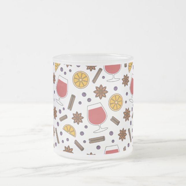 Taza De Cristal Esmerilado Doodle de Gluhwein, feriados de navidad deliciosa  (Centro)