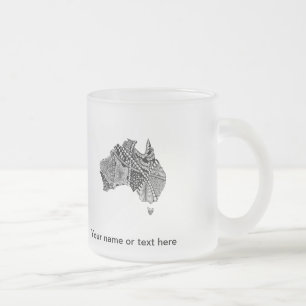 Taza De Cristal Esmerilado Doodle de mapas de Australia