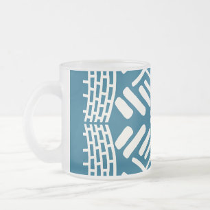 Taza De Cristal Esmerilado Doodle moderno abstracto blanco verde