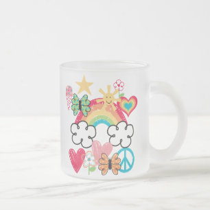 Taza De Cristal Esmerilado Doodles felices