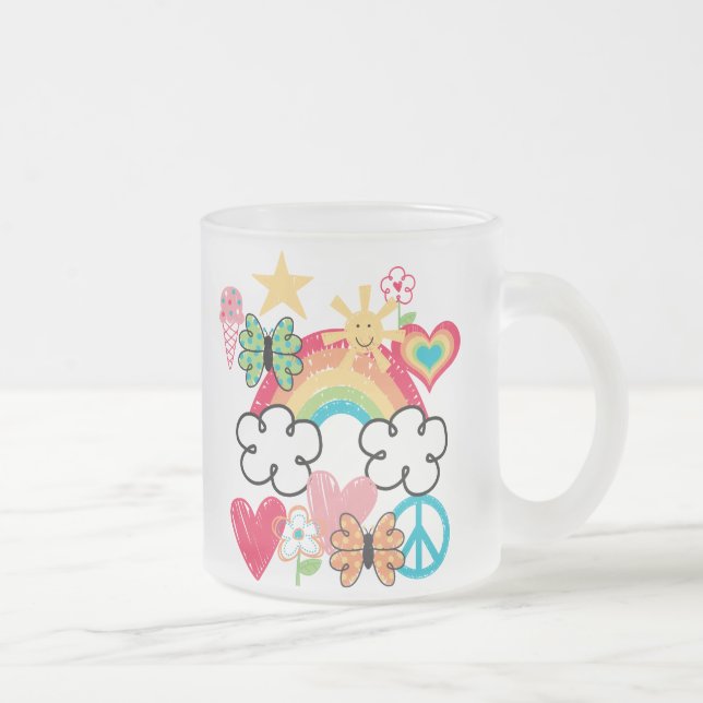 Taza De Cristal Esmerilado Doodles felices (Derecha)