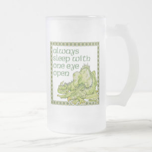 Taza De Cristal Esmerilado Dormir Siempre Con Un Dragón Abierto De Ojos