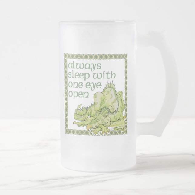 Taza De Cristal Esmerilado Dormir Siempre Con Un Dragón Abierto De Ojos (Derecha)