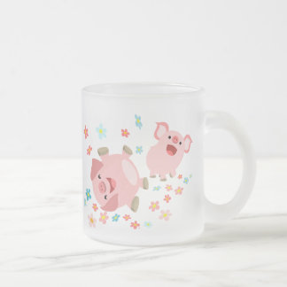 Taza De Cristal Esmerilado Dos cerdos Personalizados de carne picada en la ra