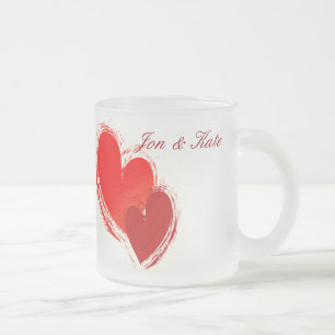 Taza De Cristal Esmerilado Dos corazones en amor
