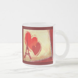 Taza De Cristal Esmerilado Dos corazones en París