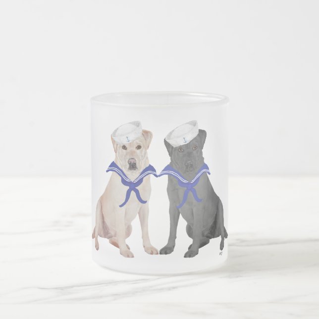 Taza De Cristal Esmerilado Dos Labrador Retriever (Centro)
