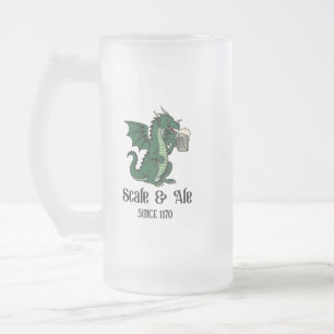 Taza De Cristal Esmerilado Dragón Bebedor de Cerveza