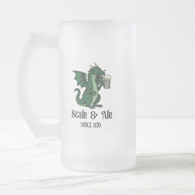 Taza De Cristal Esmerilado Dragón Bebedor de Cerveza (Izquierda)