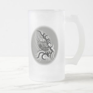 Taza De Cristal Esmerilado Dragón chino en tatuaje