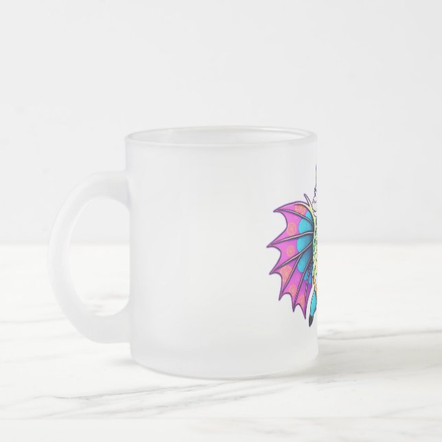 Taza De Cristal Esmerilado dragón de llama, lindo capricho (Izquierda)