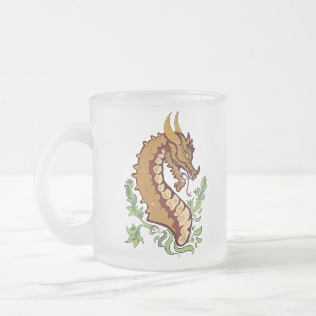Taza De Cristal Esmerilado Dragón estilizado (Izquierda)