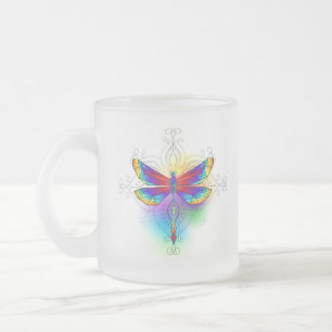Taza De Cristal Esmerilado Dragón poligonal arcoiris