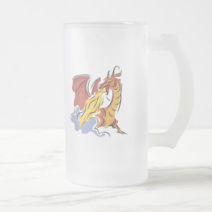 Taza De Cristal Esmerilado dragón rojo para respirar fuego