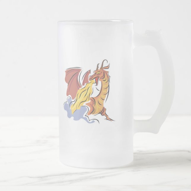 Taza De Cristal Esmerilado dragón rojo para respirar fuego (Derecha)