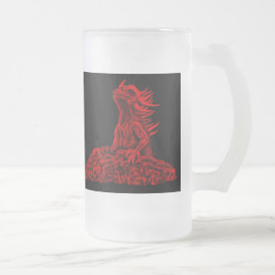 Taza De Cristal Esmerilado Dragón rojo pequeño