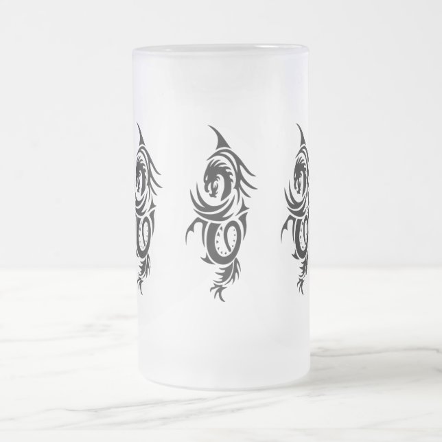 Taza De Cristal Esmerilado Dragón tribal negro (Centro)