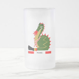 Taza De Cristal Esmerilado Dragón Verde de la ciudad de Mons, Bélgica