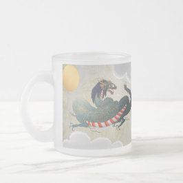 Taza De Cristal Esmerilado Dragones gemelos japoneses Frosted Glass Mug