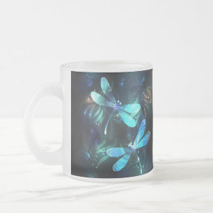 Taza De Cristal Esmerilado Dragonflies