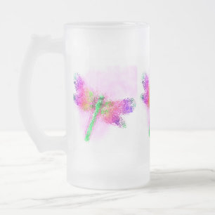 Taza De Cristal Esmerilado Dragonfly cristalizado (rosa)