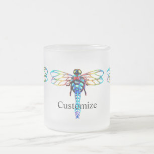 Taza De Cristal Esmerilado drangonfly colorido